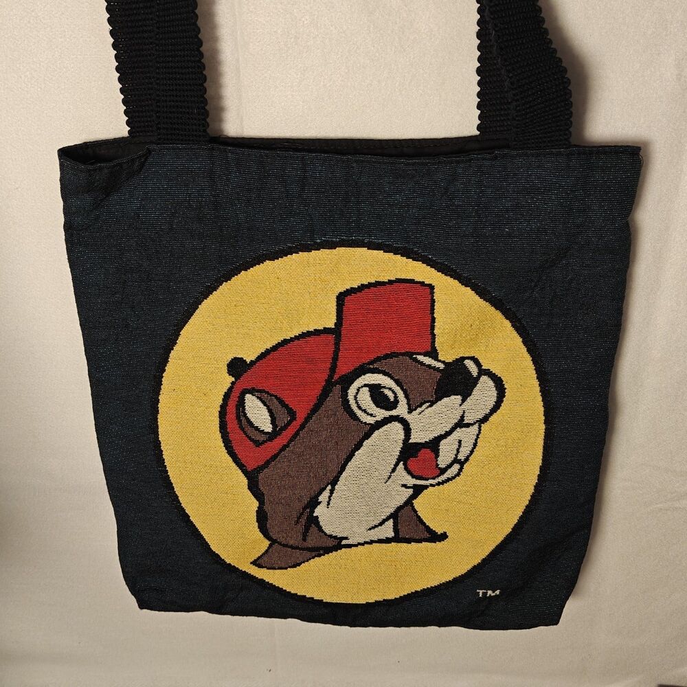 ​Buc-ee’s Woven Tapestry Tote Bag Shoulder Bag Beaver Mascot Navy 17x17 Rare HTF